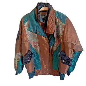 Vintage East West Jacket‎ Womens Small Full Zip Retro 90s Nylon Coat Ski Boho